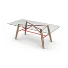 Connection Glass Top Oak Dining Table