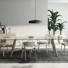 Connection Glass Top Oak Dining Table
