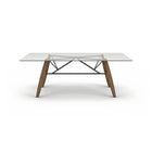 Connection Glass Top Walnut Dining Table