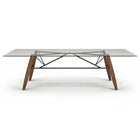 Connection Glass Top Walnut Dining Table