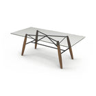 Connection Glass Top Walnut Dining Table