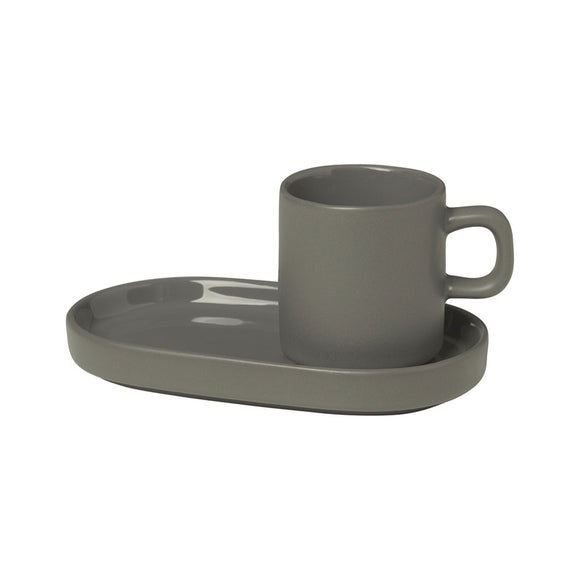 Pilar Espresso Cup with Tray (Set of 2)