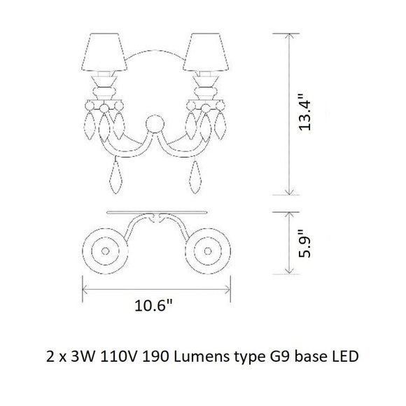 Belle de Nuit 2 Lights Wall Sconce