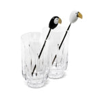 Toucan Tall Crystal Glass with Stirrer (Set of 2)