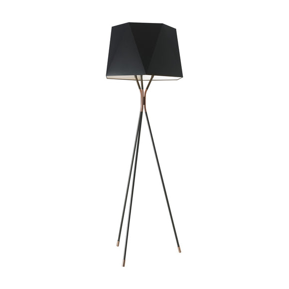 Solitaire Large Floor Lamp - Black Chinette Shade