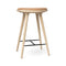High Wood Stool  option Natural Oak with Camel Leather