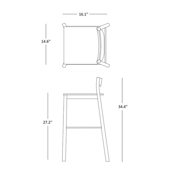 Tangerine Stool with Back