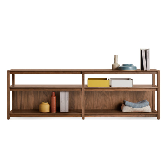 Open Plan Long and Low Bookcase, Walnut
