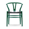 CH24 Wishbone Chair with Black Paper Cord  option Beech / Grass Green
