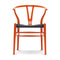 CH24 Wishbone Chair with Black Paper Cord  option Beech / Orange Red