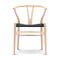 CH24 Wishbone Chair with Black Paper Cord  option Beech / Soap