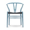 CH24 Wishbone Chair with Black Paper Cord  option Beech / Steel Blue