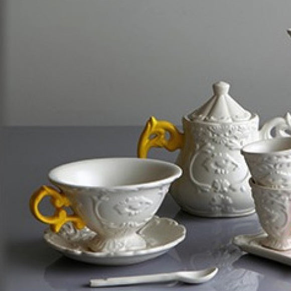 Set à Café Seletti En Porcelaine I-Wares - Poignée Design - Couleur Orange - Pour Cuisine Et Table