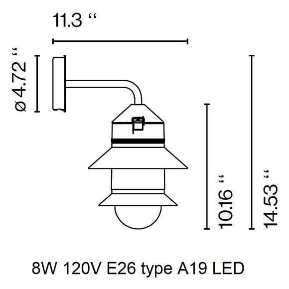 Santorini Fixed Stem Outdoor Wall Sconce