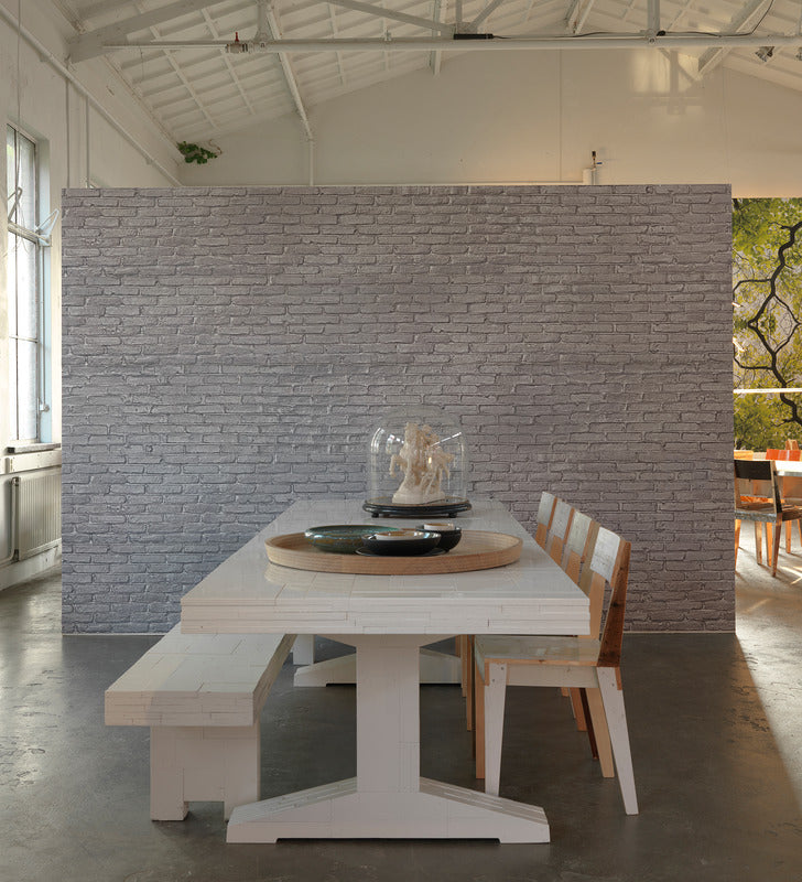 PHM-34 Silver Grey Brick Wallpaper