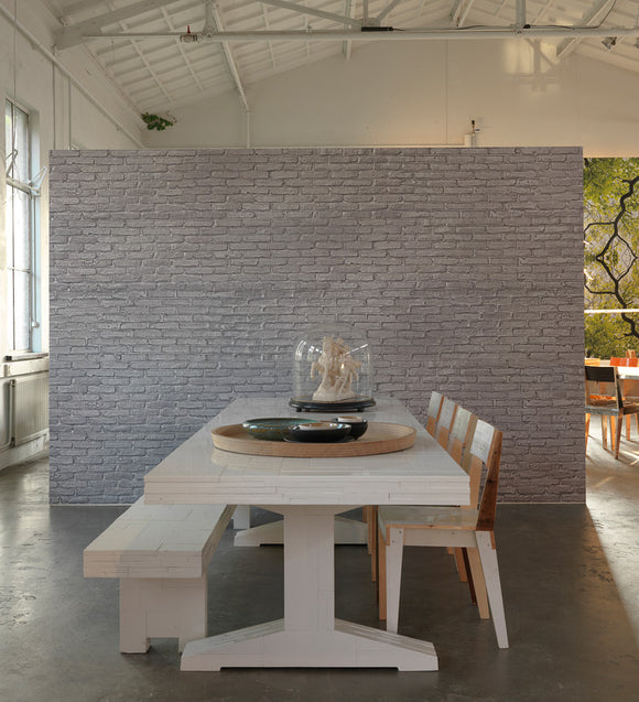 PHM-34 Silver Grey Brick Wallpaper