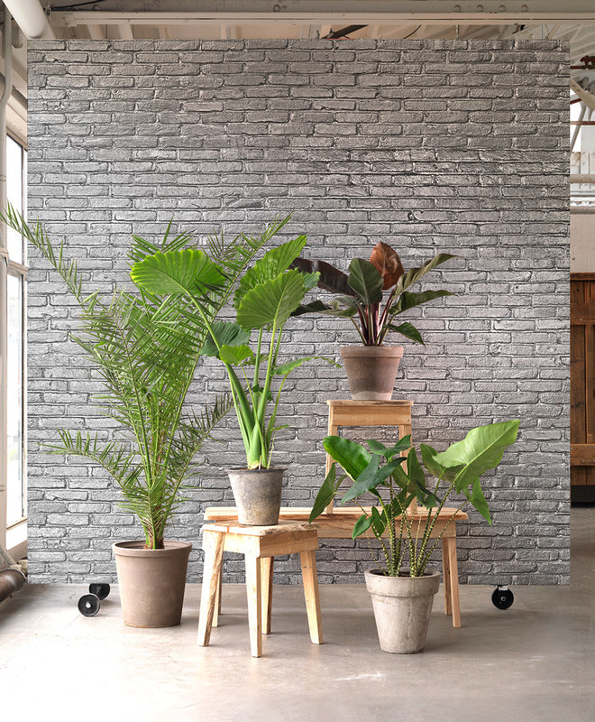 PHM-34 Silver Grey Brick Wallpaper