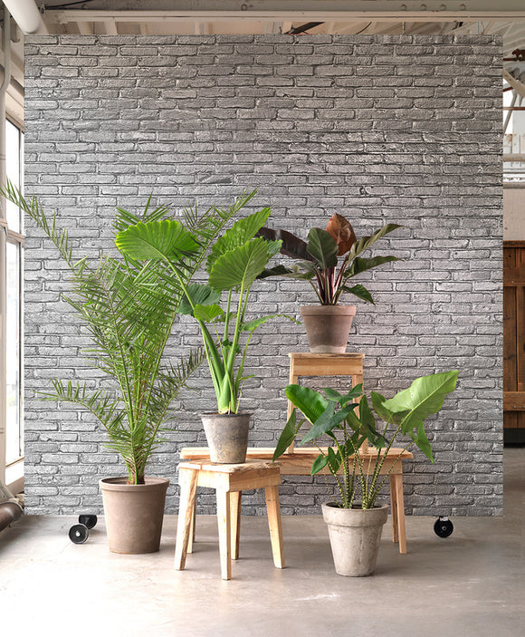 PHM-34 Silver Grey Brick Wallpaper