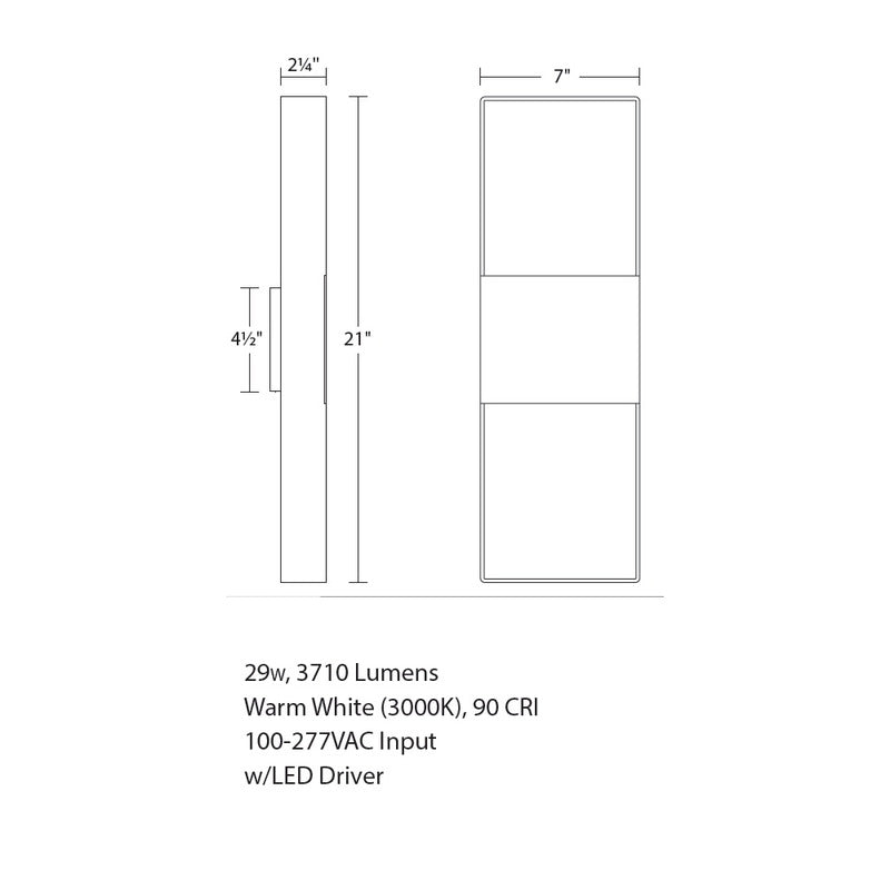 Inside-Out Light Frames 21IN Up/Down Outdoor Wall Light