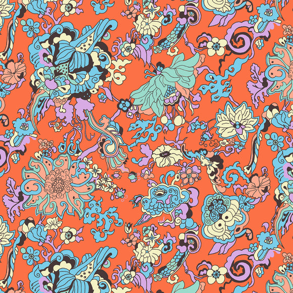 Dragon Flowers Wallpaper Sample Swatch