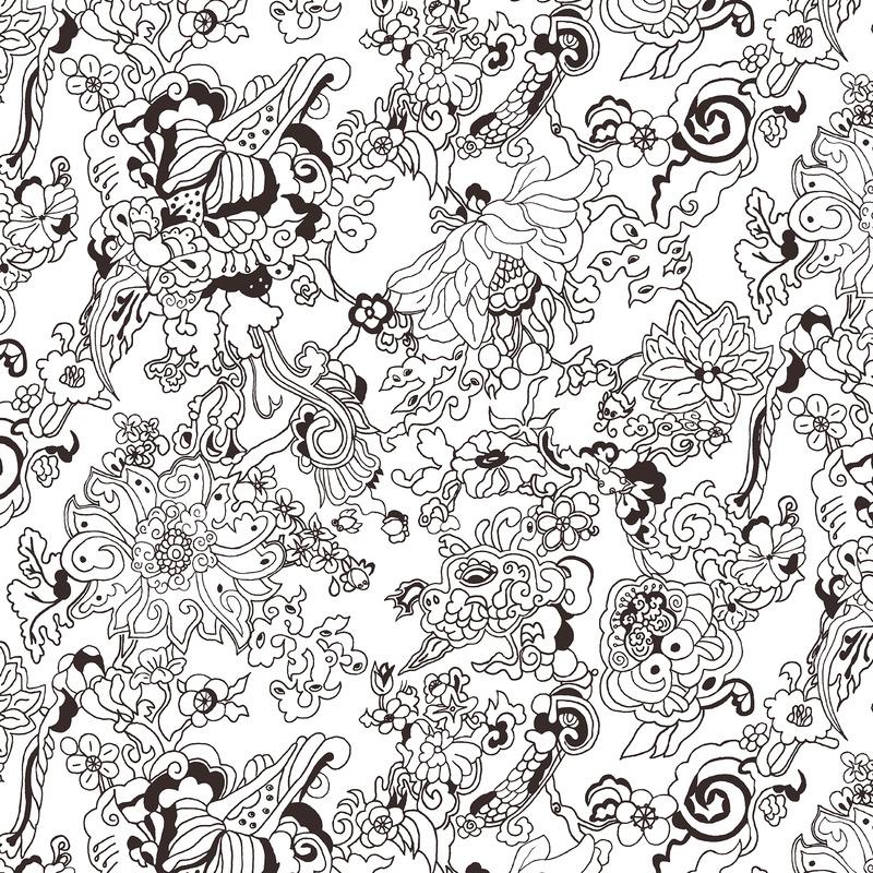 Dragon Flowers Wallpaper Sample Swatch