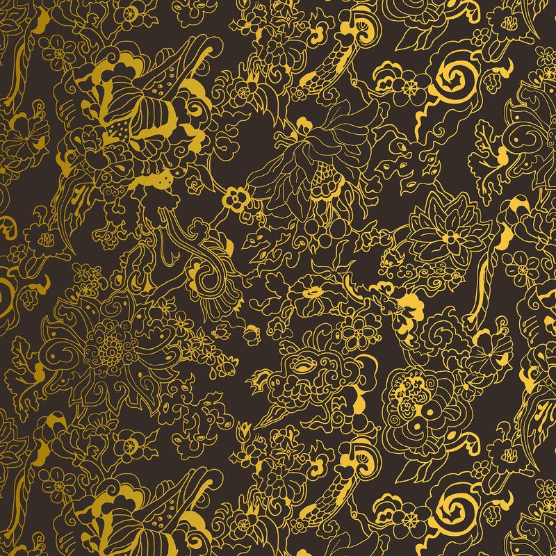 Dragon Flowers Wallpaper Sample Swatch