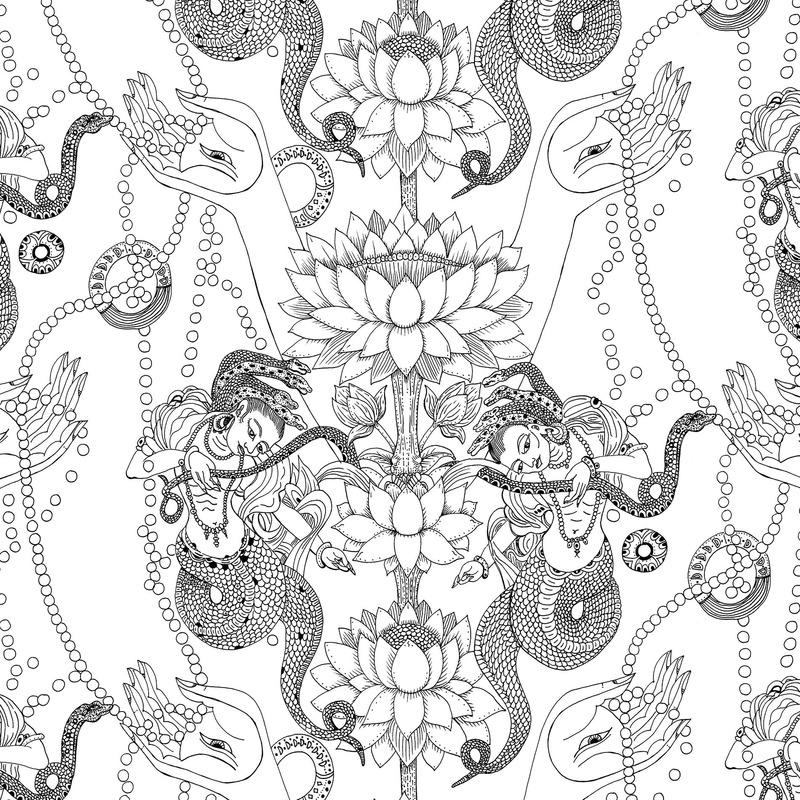 Naga Lotus Wallpaper Sample Swatch