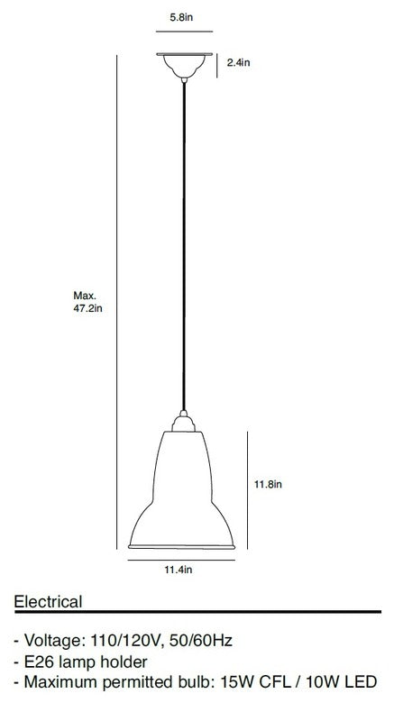 Original 1227 Maxi Pendant Light OPEN BOX