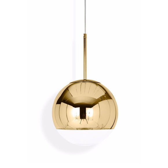 Gold / Medium: 15.7 in diameter Mirror Ball Pendant Light OPEN BOX