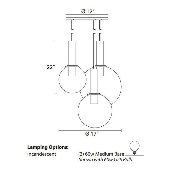 Bubbles Three Light Multi Pendant Light