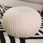 Beige Wool Pouf