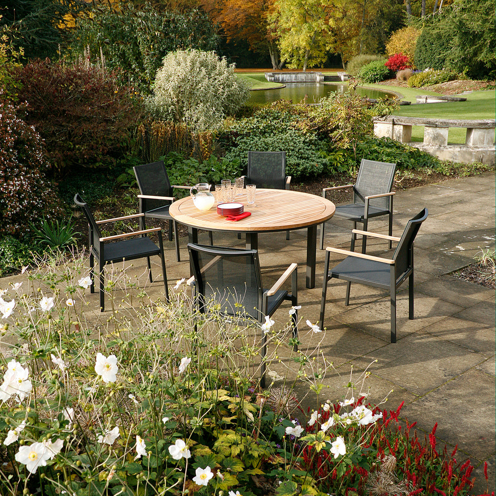 Aura Circular Outdoor Dining Table - Teak Top