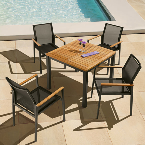Aura Square Outdoor Dining Table - Teak Top