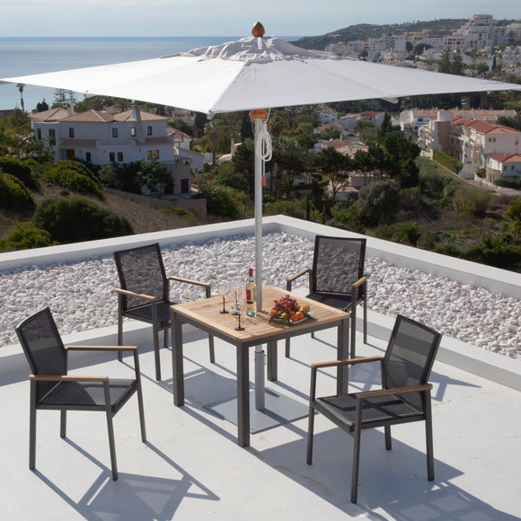 Aura Square Outdoor Dining Table - Teak Top