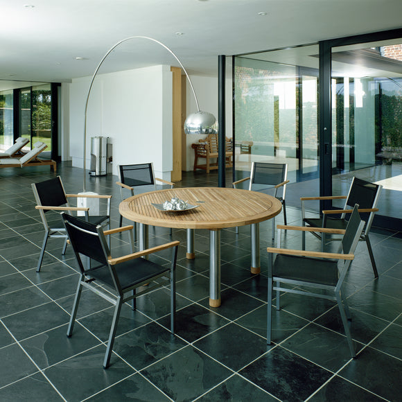 Equinox Circular Outdoor Dining Table - Teak Top