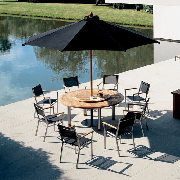 Equinox Circular Outdoor Dining Table - Teak Top