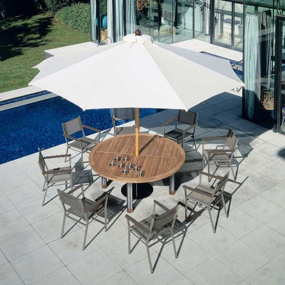 Equinox Circular Outdoor Dining Table - Teak Top