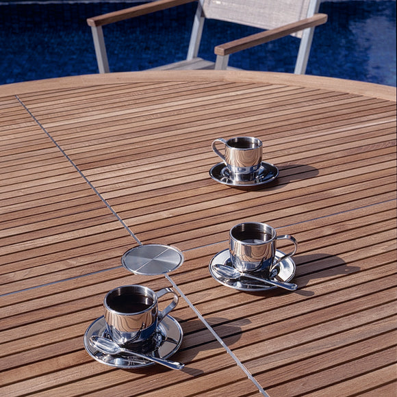 Equinox Circular Outdoor Dining Table - Teak Top