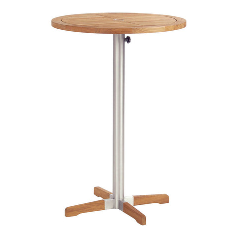 Equinox Circular Pedestal High Dining Table - Teak Top