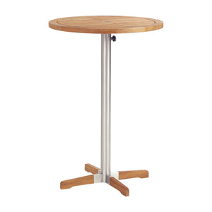 Equinox Circular Pedestal High Dining Table - Teak Top