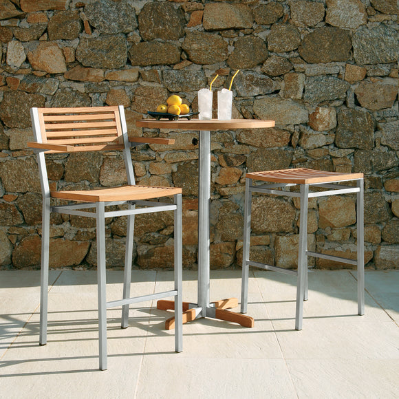 Equinox Circular Pedestal High Dining Table - Teak Top