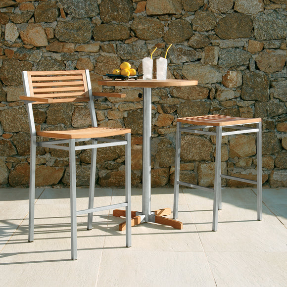 Equinox Carver Teak Outdoor Stool with Armrests