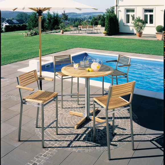 Equinox Carver Teak Outdoor Stool with Armrests