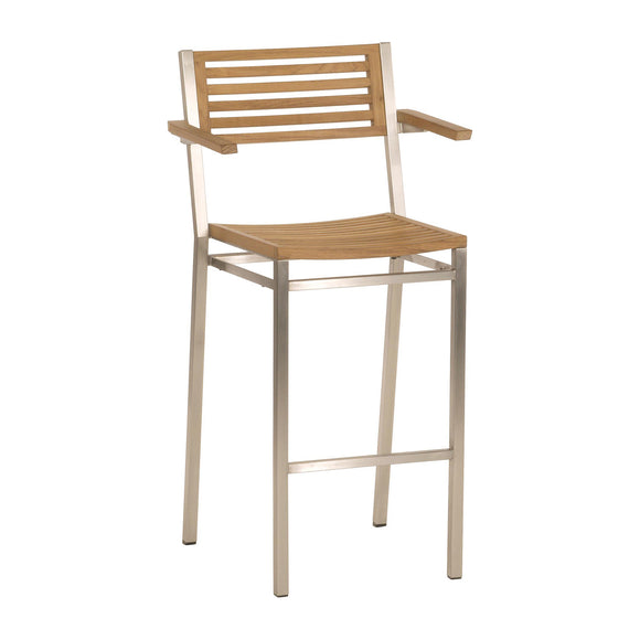 Equinox Carver Teak Stool with Armrests