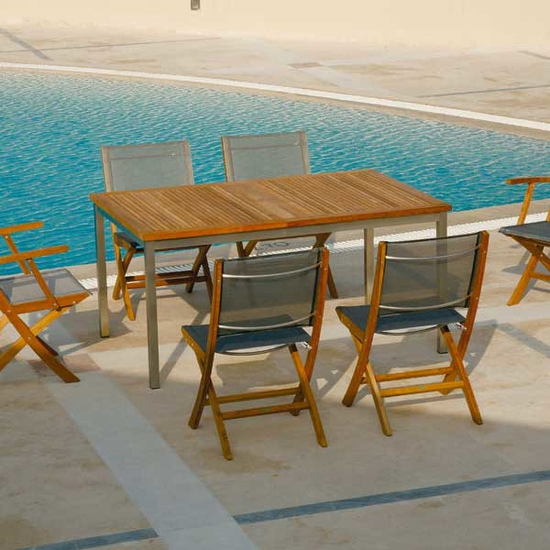 Equinox Extending Outdoor Dining Table - Teak Top