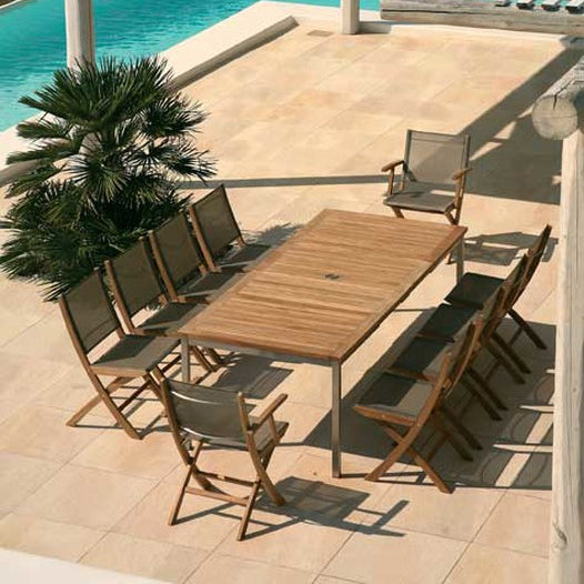 Equinox Extending Outdoor Dining Table - Teak Top