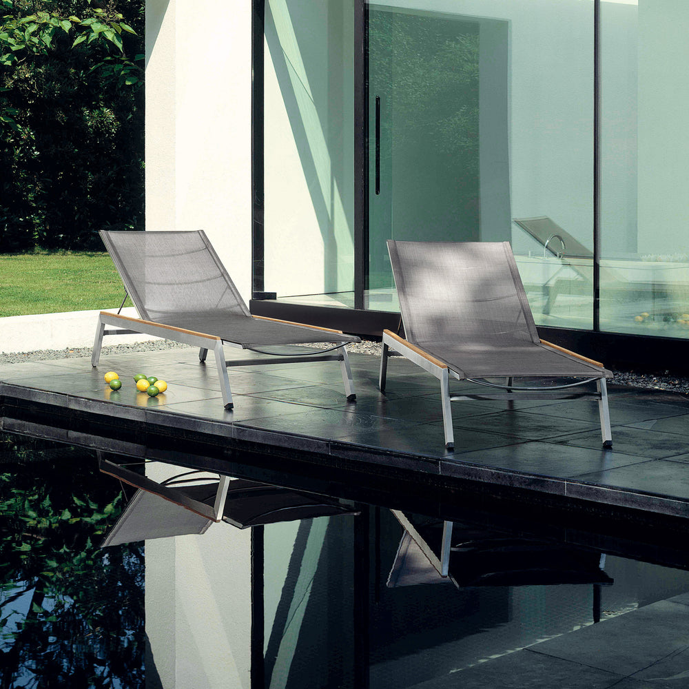 Equinox Lounger Teak Side Strip Outdoor