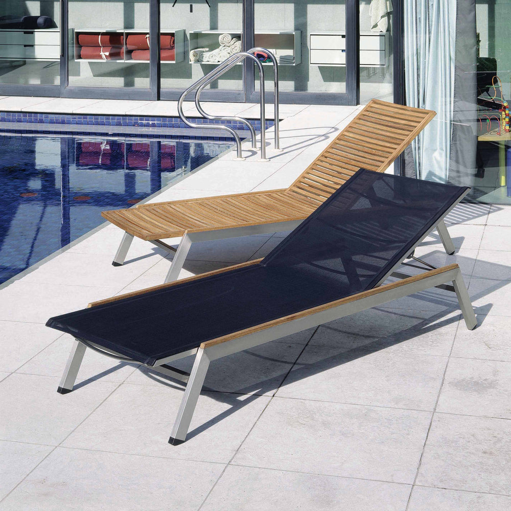 Equinox Lounger Teak Side Strip Outdoor