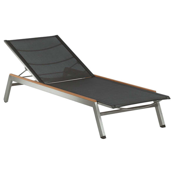 Rustic Teak Wood Outdoor Chaise Lounge Chair w Adjustable Backrest