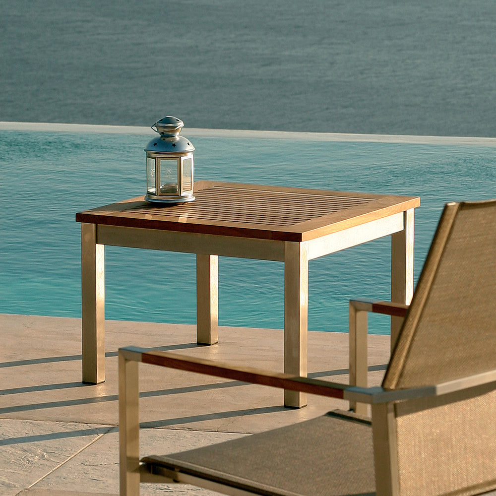 Equinox Rectangular Outdoor Coffee Table - Teak Top